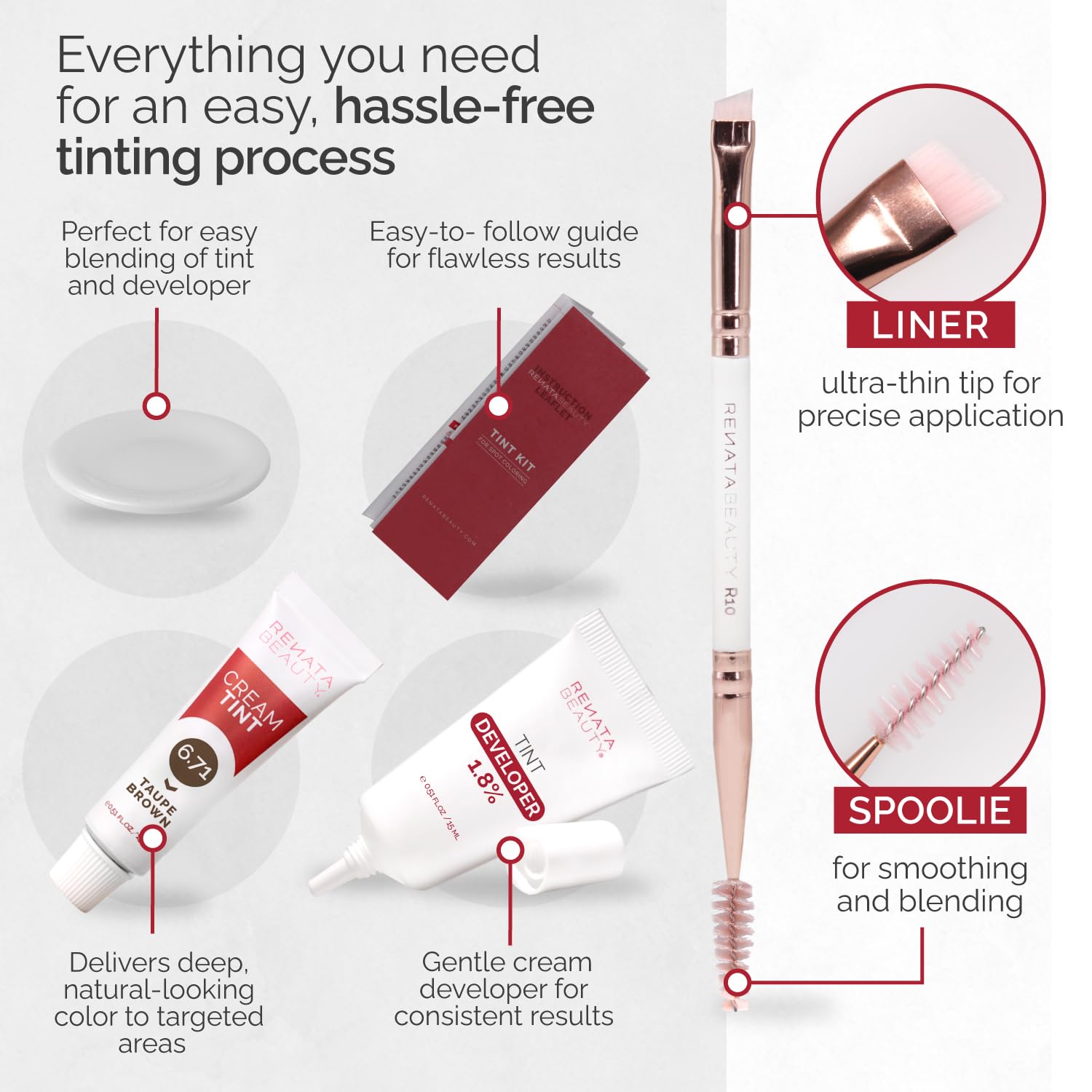 RB RENATA BEAUTY Tint Kit example of long-lasting taupe brown color after weeks