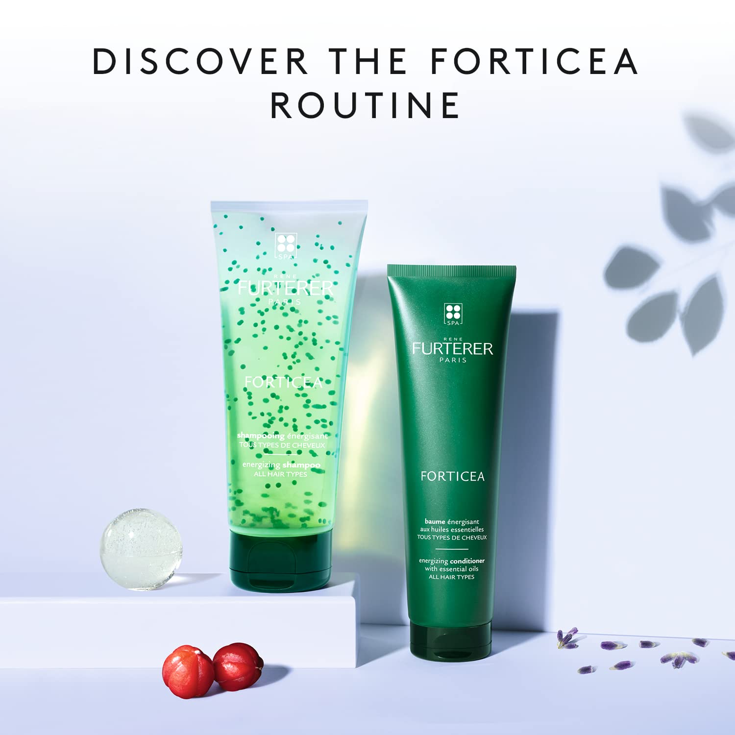 Rene Furterer Forticea application massage showing scalp cleanse.