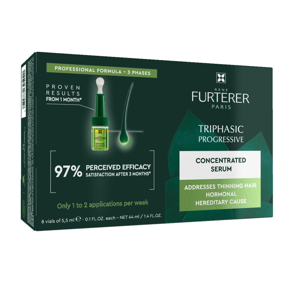 René Furterer Triphasic Serum bottle close-up for targeted scalp care