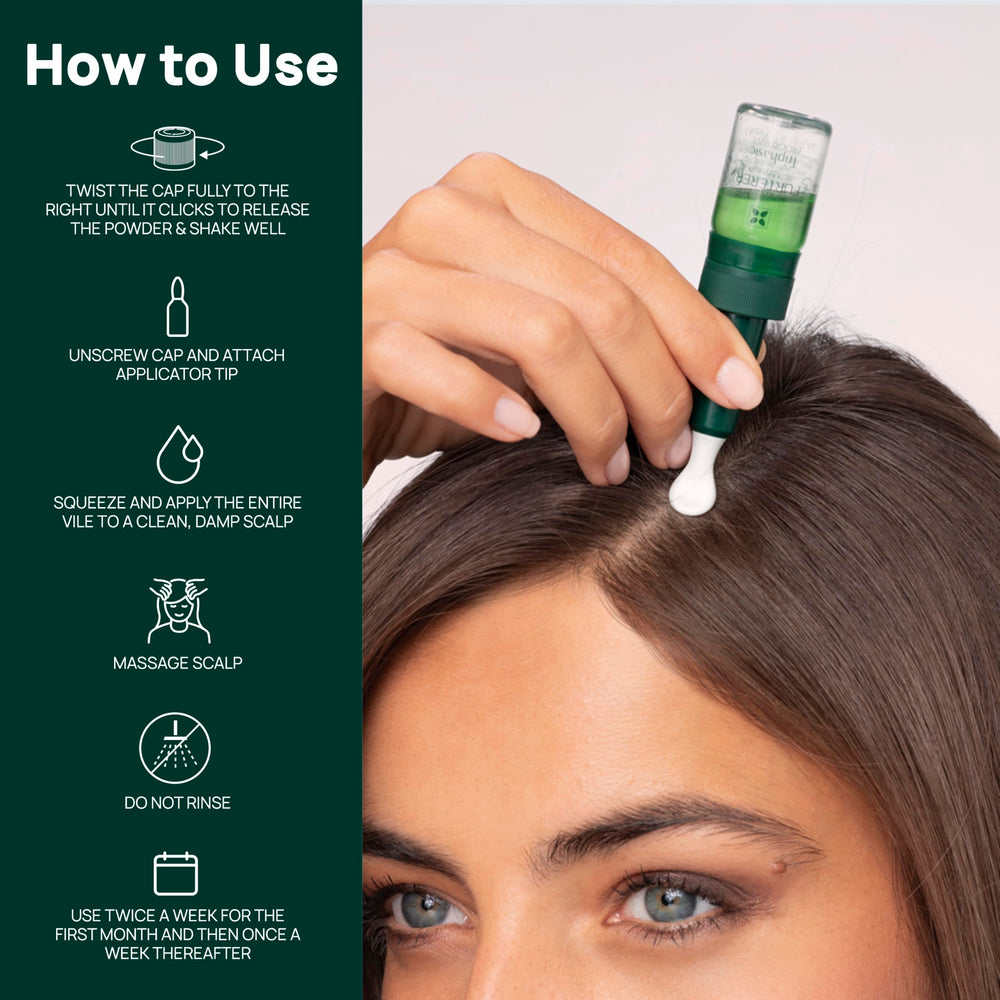 Pfaffia and essential oils highlighted on René Furterer Triphasic Serum ingredients