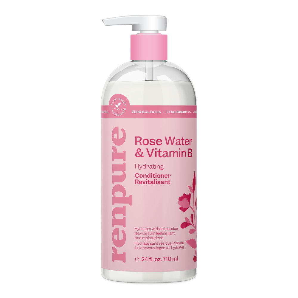 Renpure acondicionador agua de rosas en botella 710ml para hidratación suave.