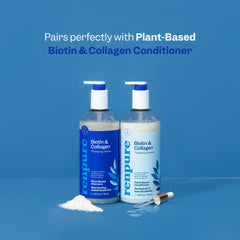 Renpure Biotina Colágeno Champú, dispensador práctico para uso diario.