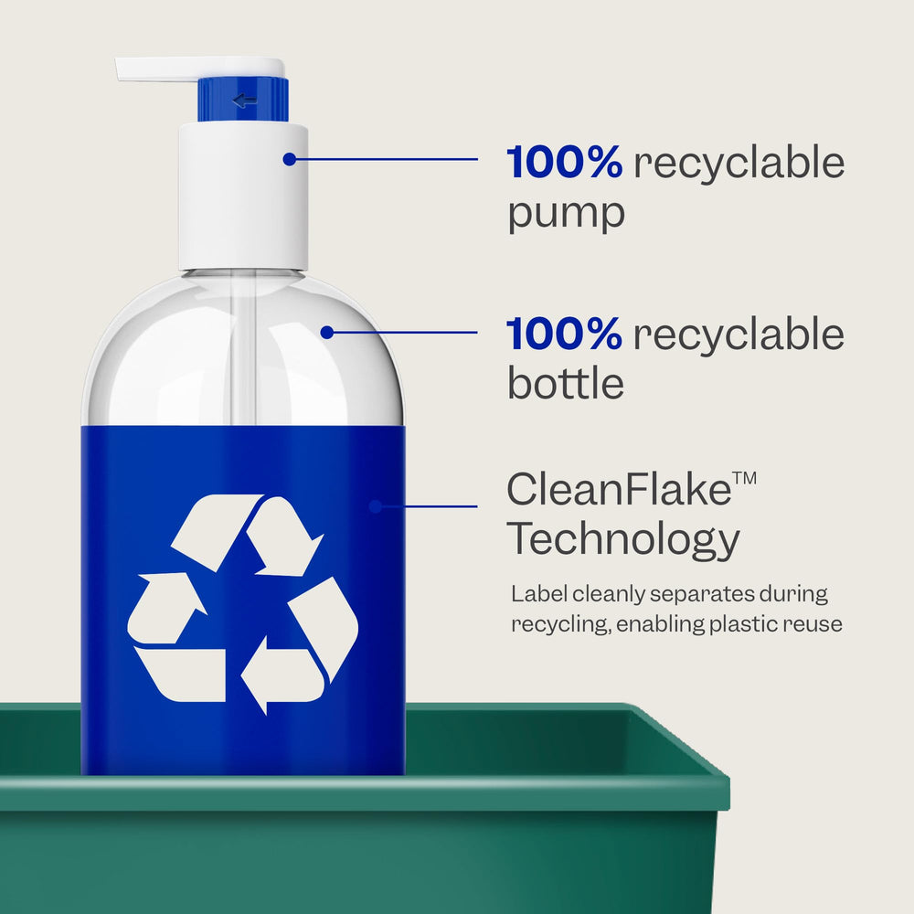Renpure Biotina Colágeno Champú, envase reciclable para una rutina sostenible.