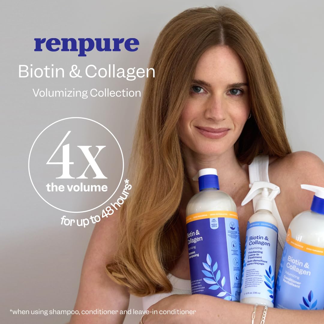 Renpure Biotina y Colágeno, textura cremosa lista para peinar.