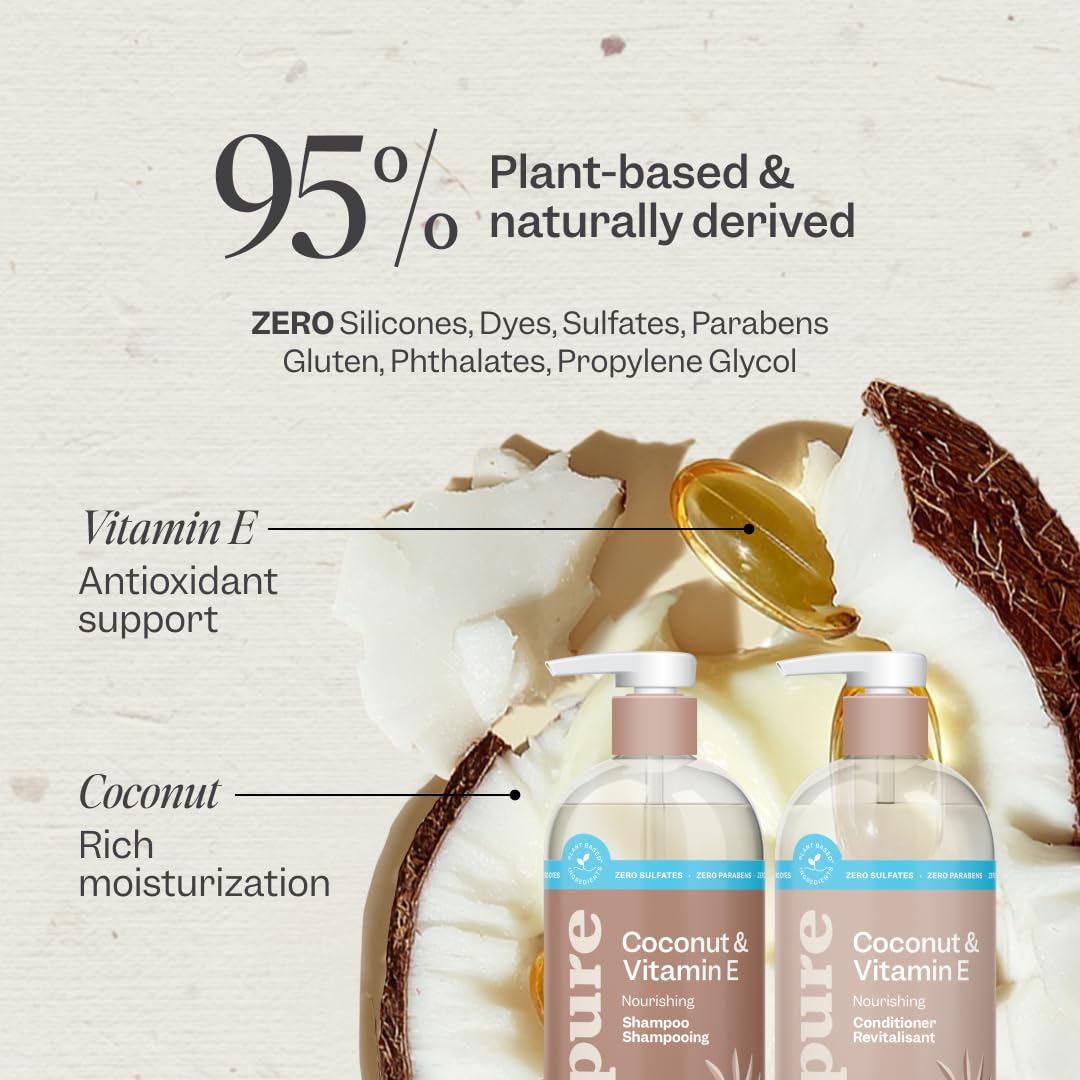 Renpure Coco Ingredientes Vitamina E, ingredientes naturales para cabello saludable y suave.