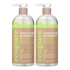 Renpure Leche de Coco y Vitamina E en botella, hidratación profunda para la piel.