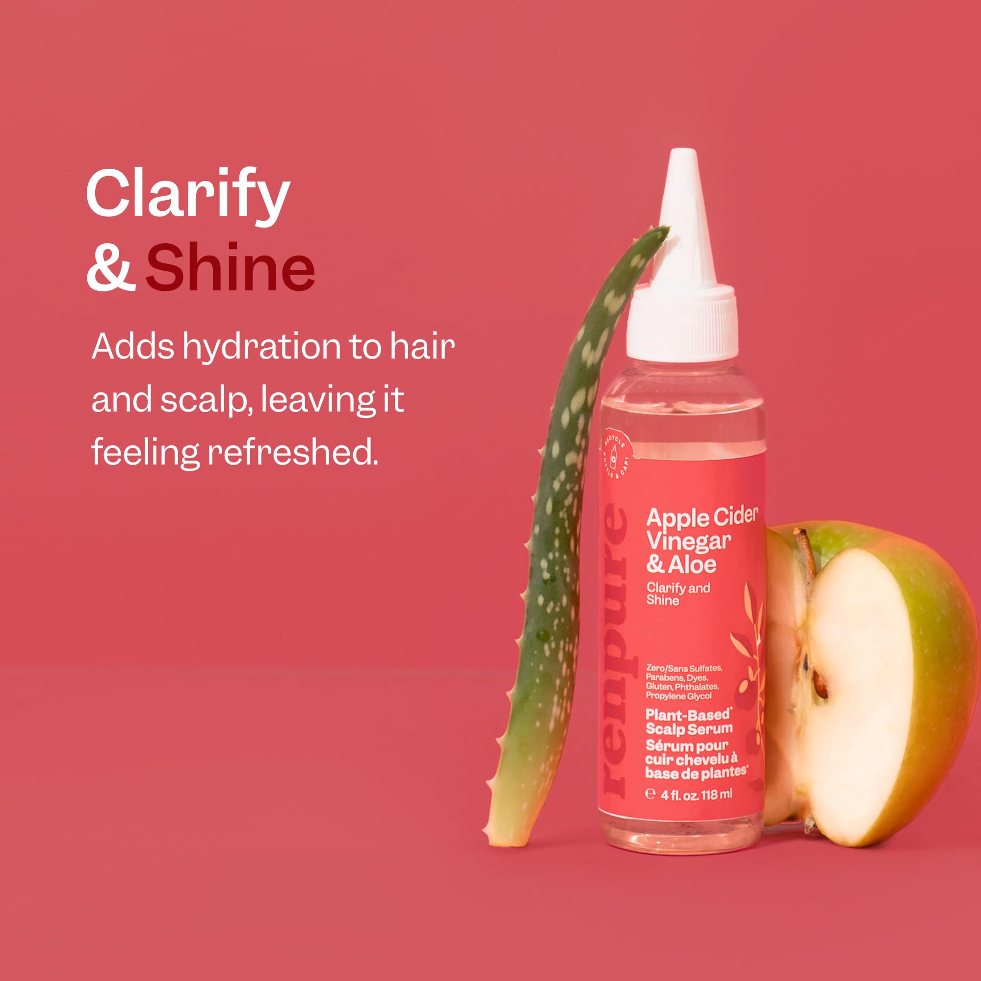 Renpure serum aplicación en cuero cabelludo para distribución uniforme.