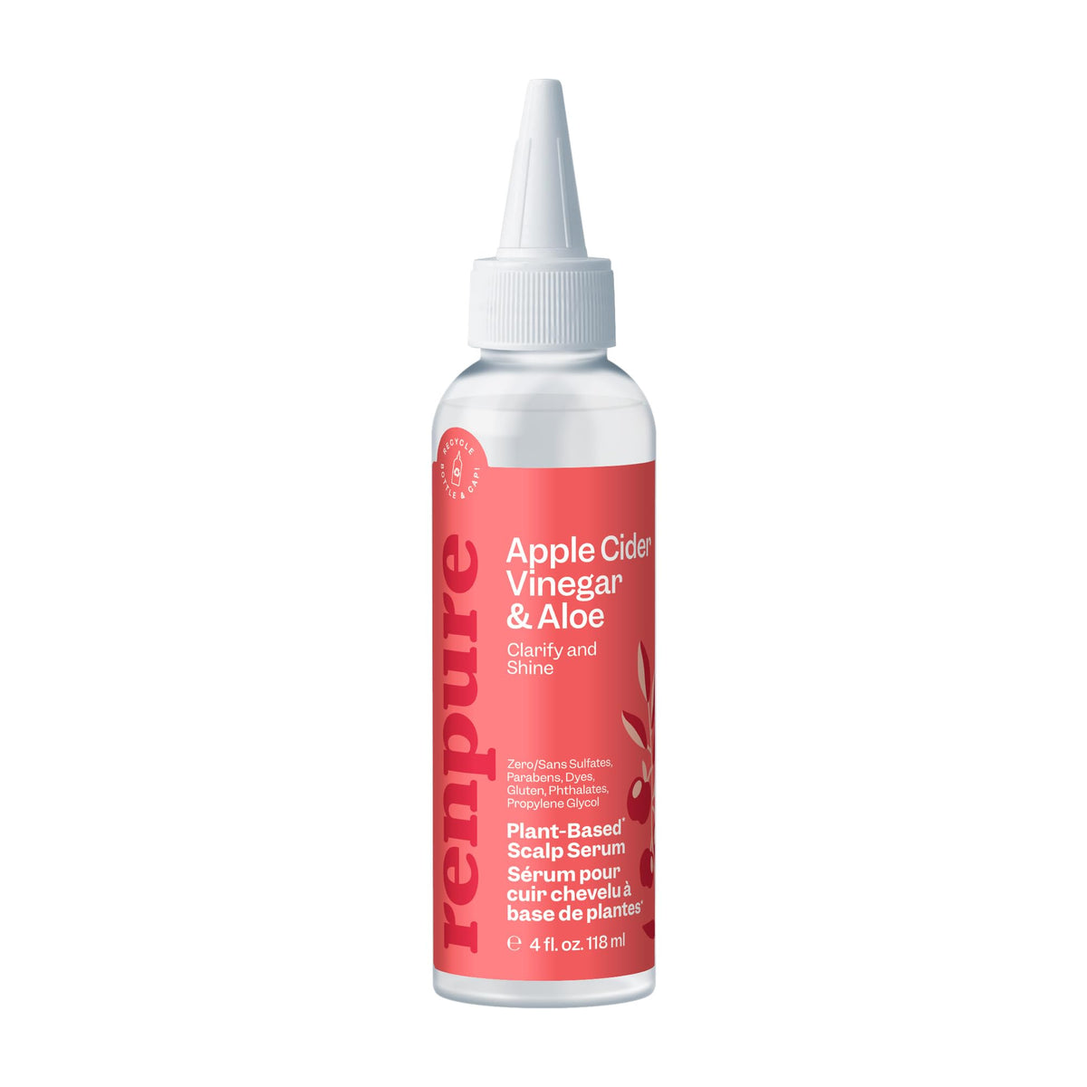 Renpure serum para cuero cabelludo, botella visible, hidratación suave.