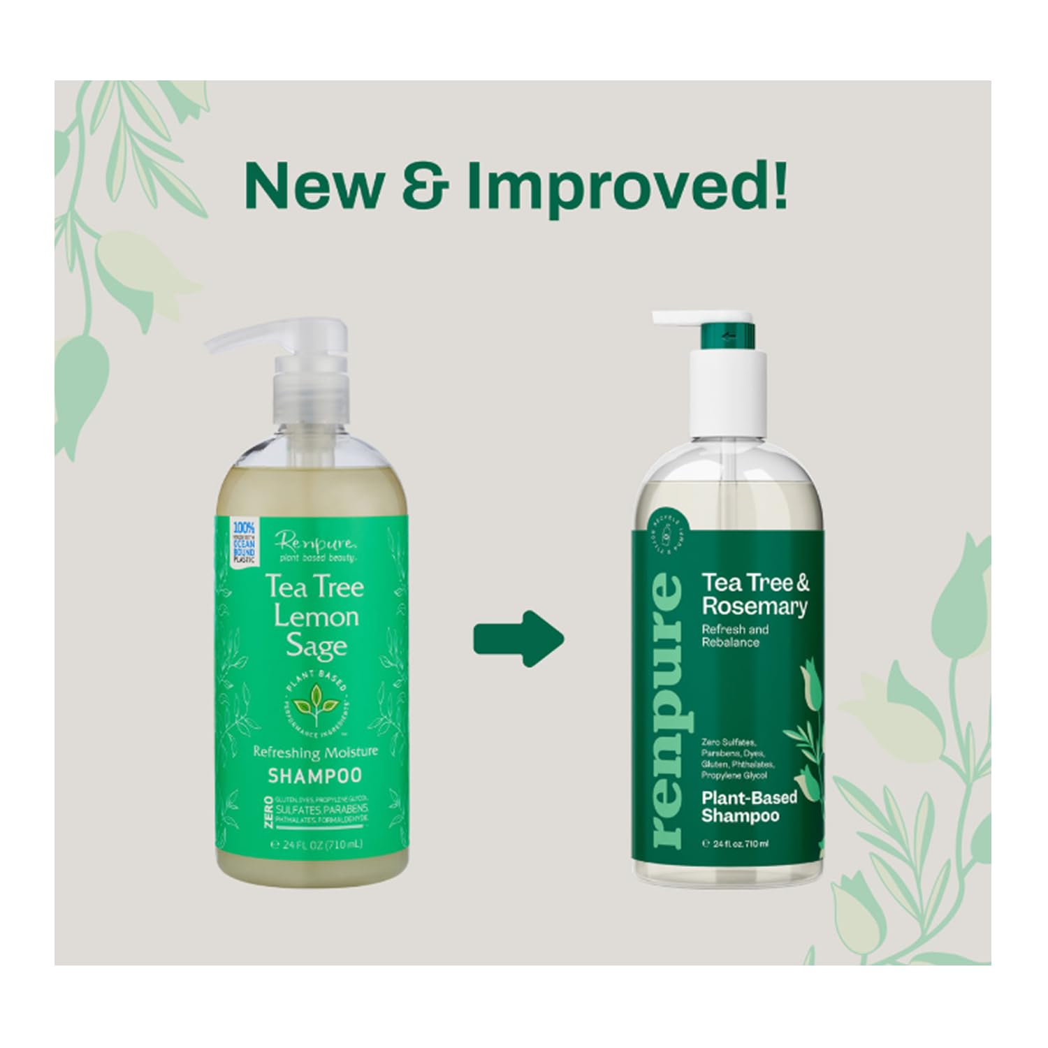 Renpure shampoo foamy lather on scalp signaling freshness.