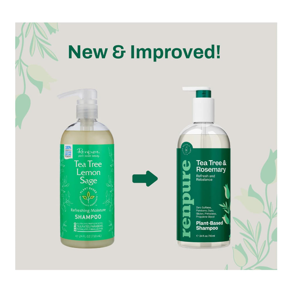 Renpure shampoo foamy lather on scalp signaling freshness.