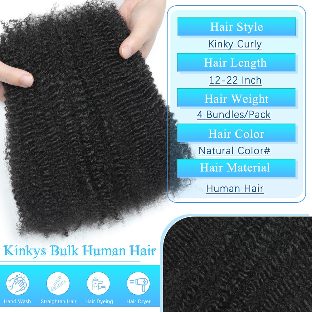 Close-up of soft Afro Kinky Bulk texture showing realistic curls.