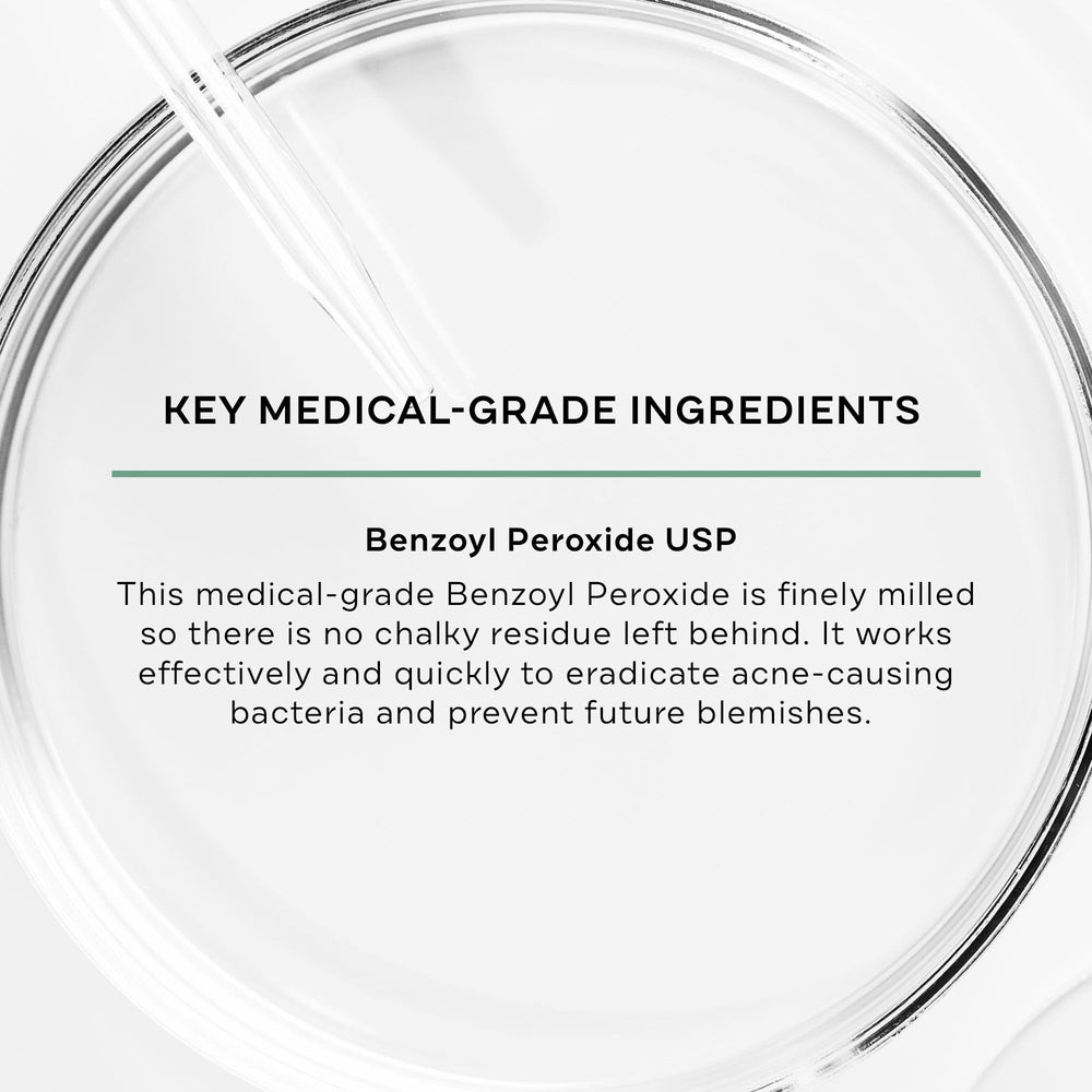 Close-up of skin after cleansing with Replenix BP for balanced complexion.