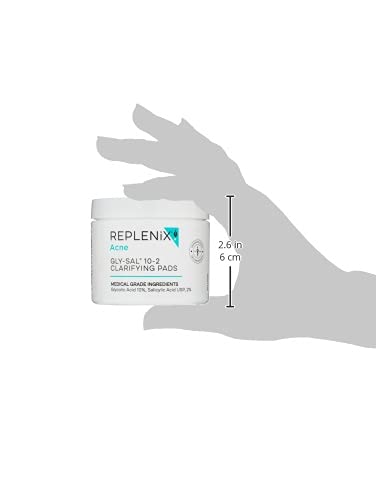 Flatlay of Replenix Gly-Sal Clarifying Acne Pads and soothing components.