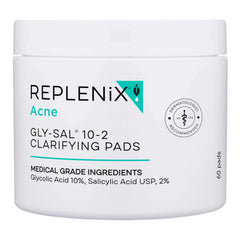 Replenix Gly-Sal Clarifying Acne Pads pack front view for daily cleansing.