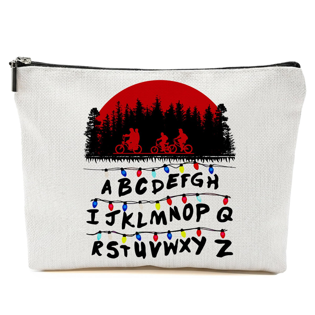 Repnalm Friends Makeup Bag front view in white linen for travel organization