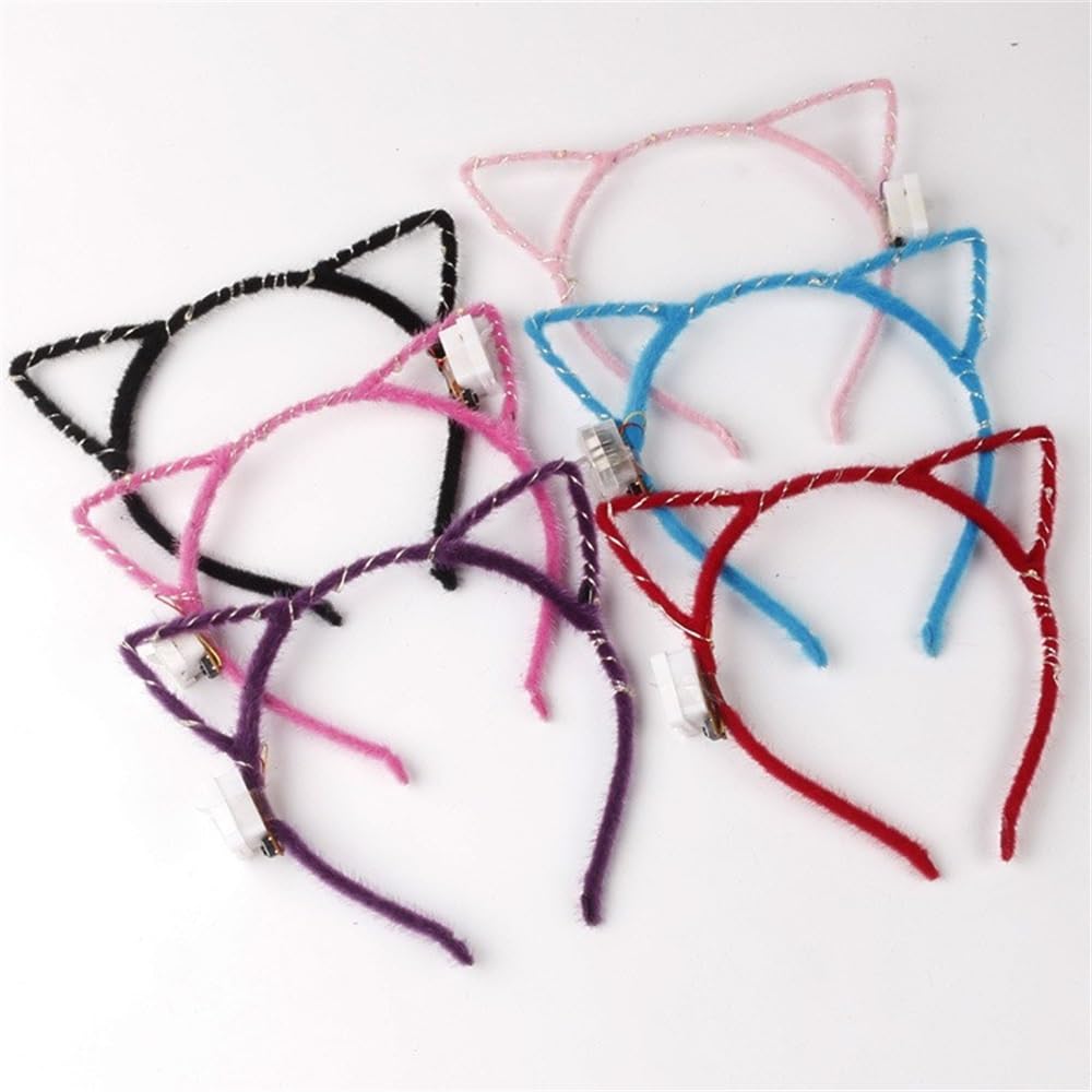 Reqo diadema gato iluminada, cómodo para celebraciones largas.