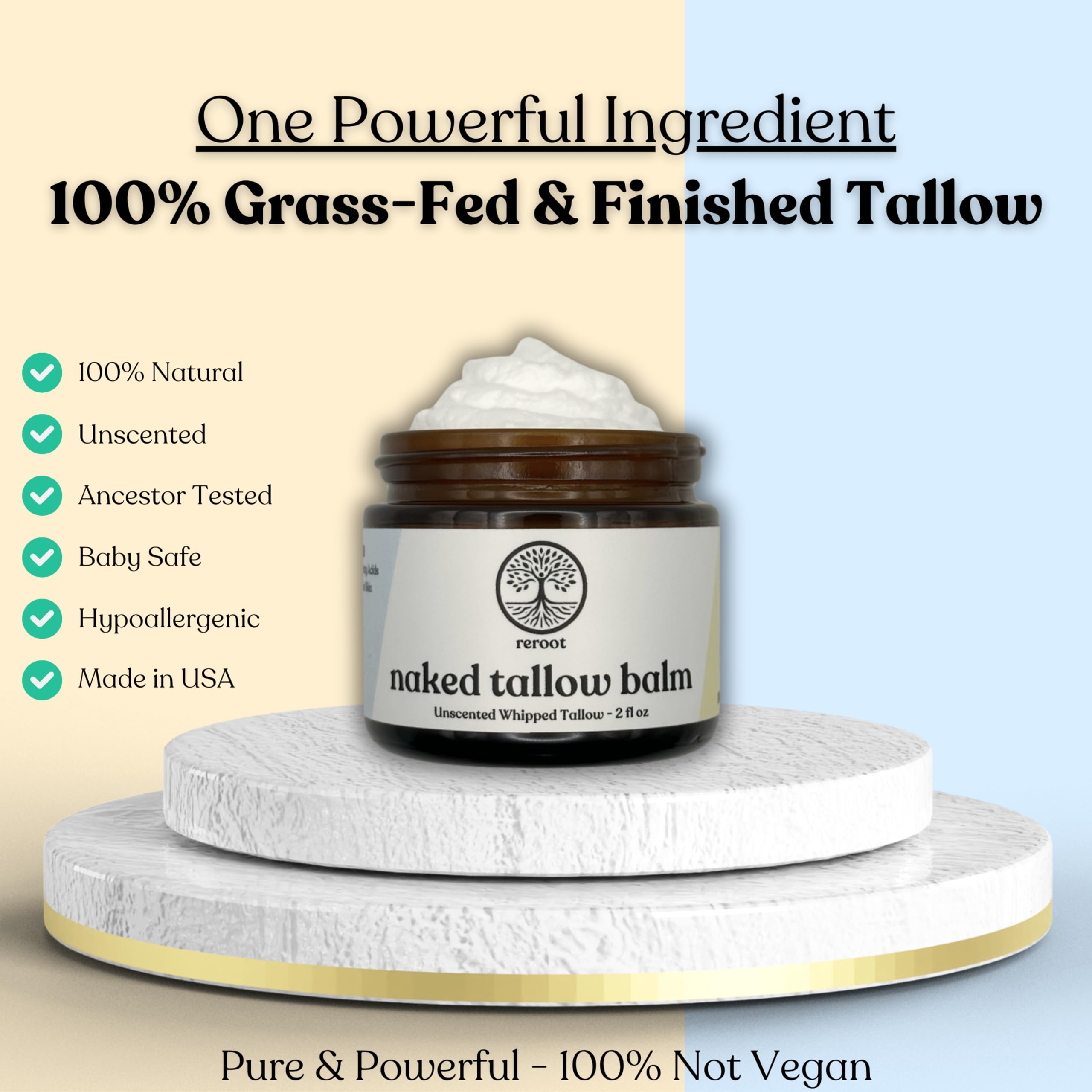 Naked Tallow Balm applied to elbows for dry skin relief.