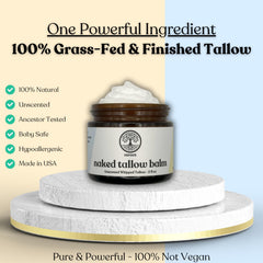 Naked Tallow Balm applied to elbows for dry skin relief.