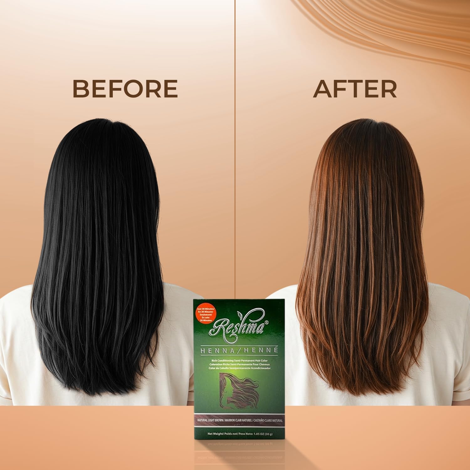 Reshma Beauty 30 Minute Henna instruction manual guides a simple at home routine.