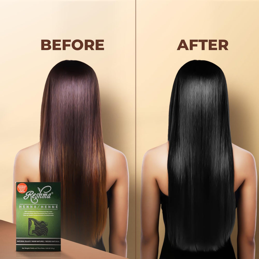 Reshma Beauty gray coverage henna demonstrates natural, even color on gray strands
