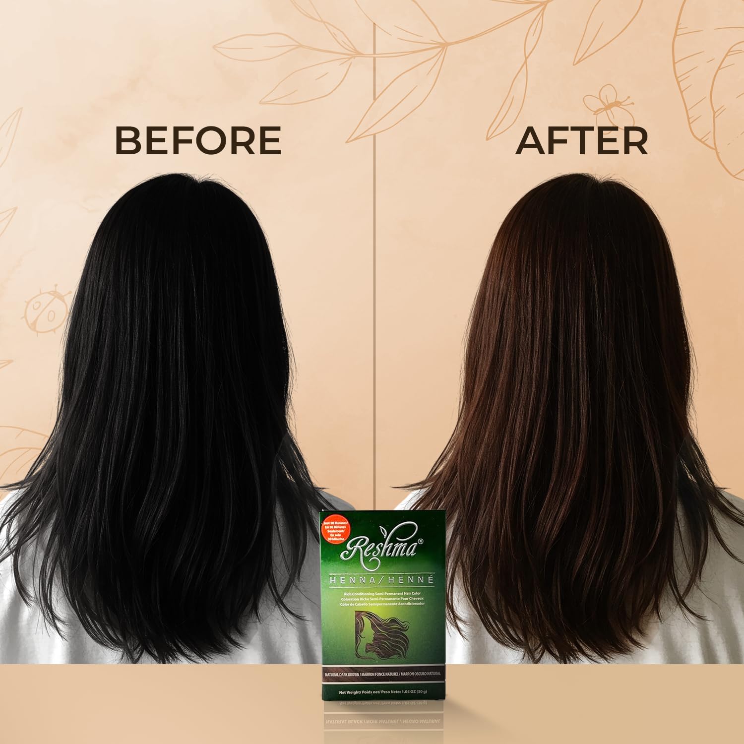 Reshma Beauty instruction manual provides simple steps for color, timing, and care