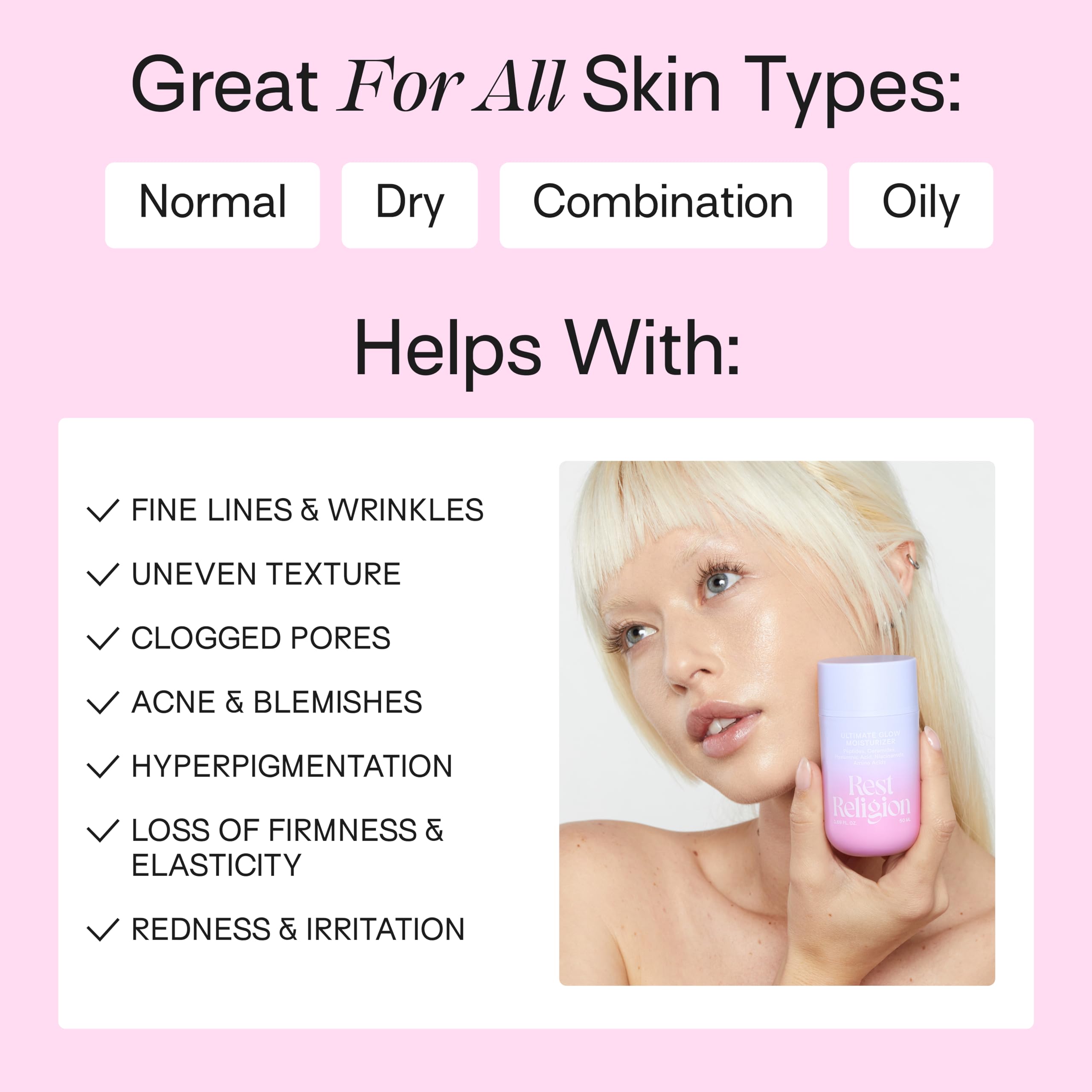 Rest Religion niacinamide visual hints at even tone and hydration