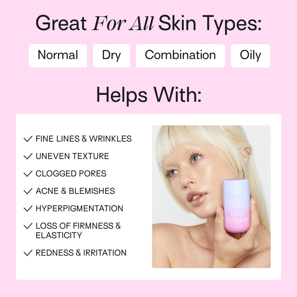 Rest Religion niacinamide visual hints at even tone and hydration