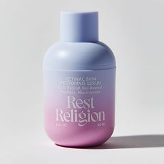 Rest Religion retinal serum texture close-up shows a rich smoothing gel
