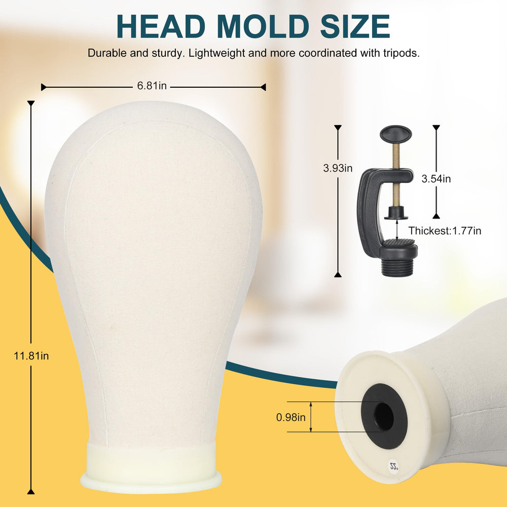 Retbtnm canvas head on stand provides secure wig anchoring for accurate styling