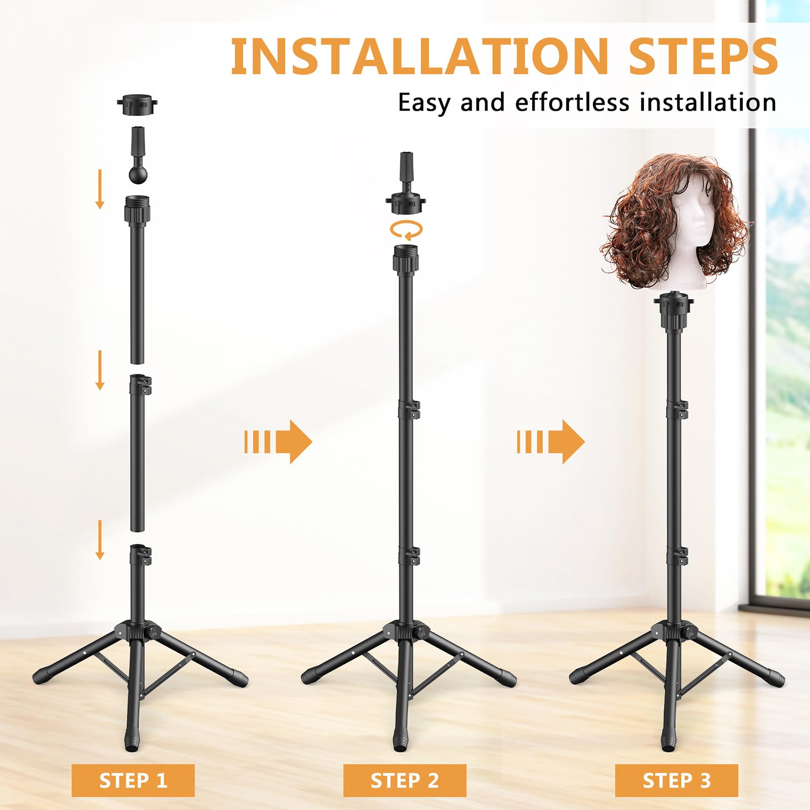 Retbtnm wig head stand angle tilt supports versatile styling angles.