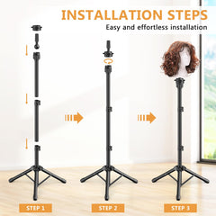 Retbtnm wig head stand angle tilt supports versatile styling angles.