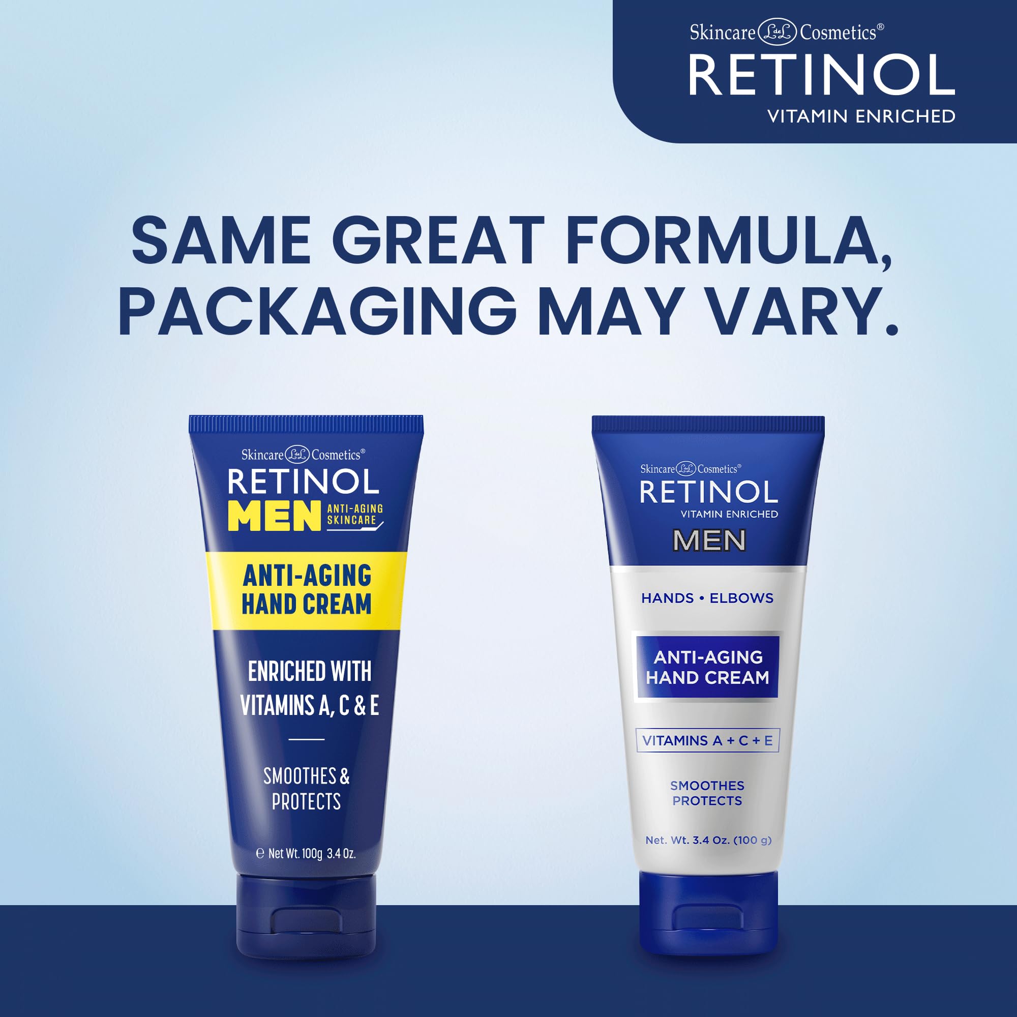 Textura cremosa de Retinol para manos, hidratación sin grasa.