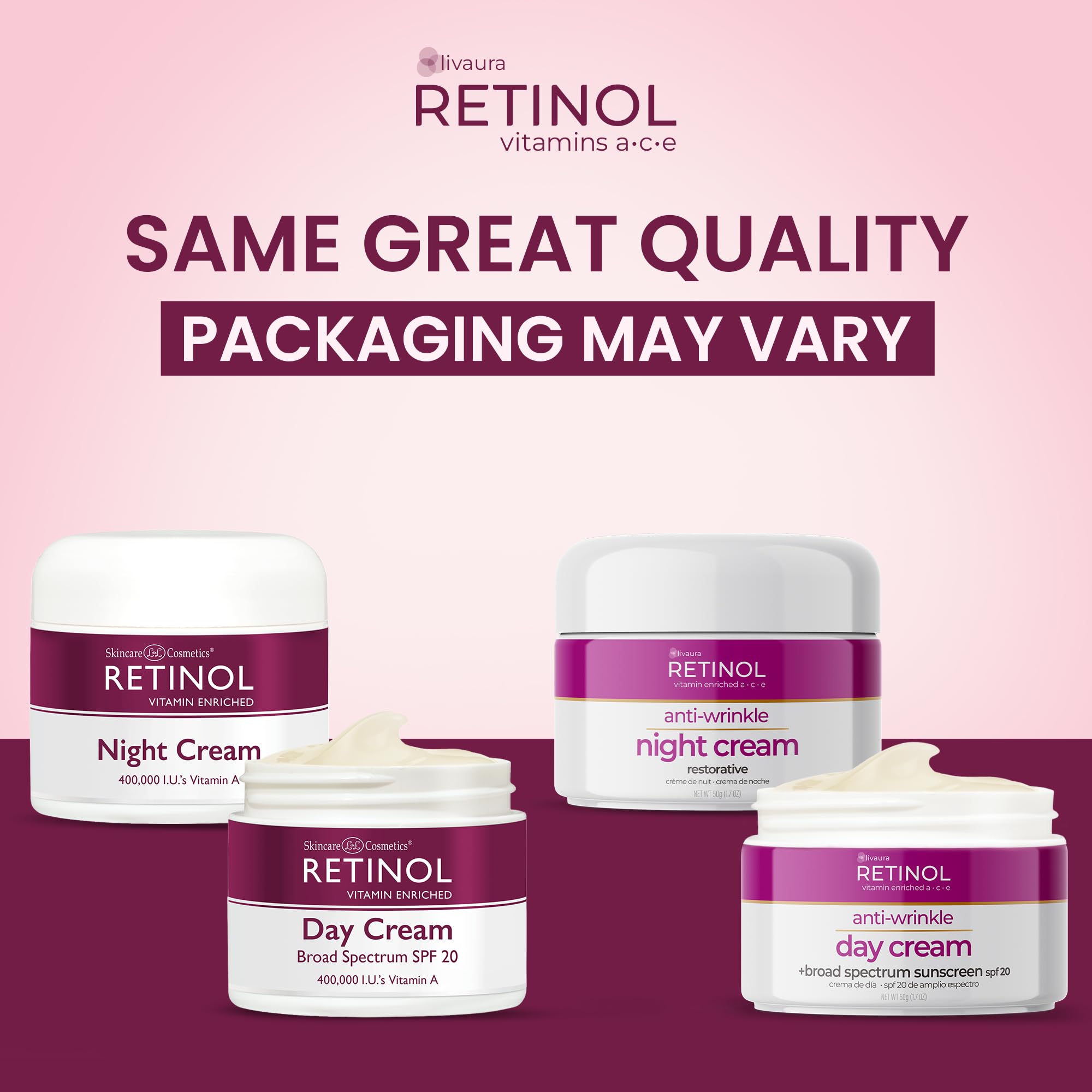 LIVAURA Retinol crema noche en frasco, hidratación nocturna para piel suave