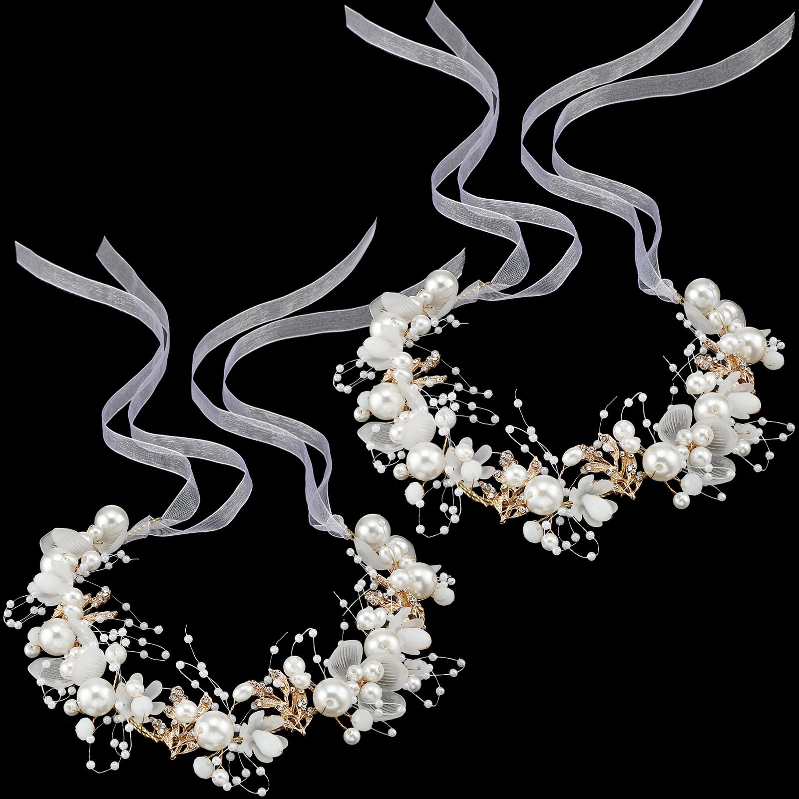 Diadema Retrowavy de flor con cristales para niñas, ideal para bodas.