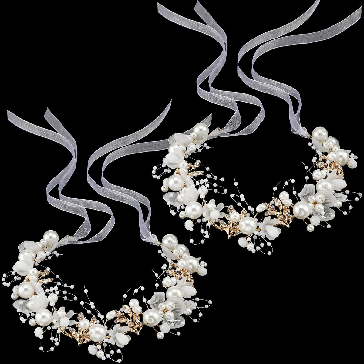 Diadema Retrowavy de flor con cristales para niñas, ideal para bodas.