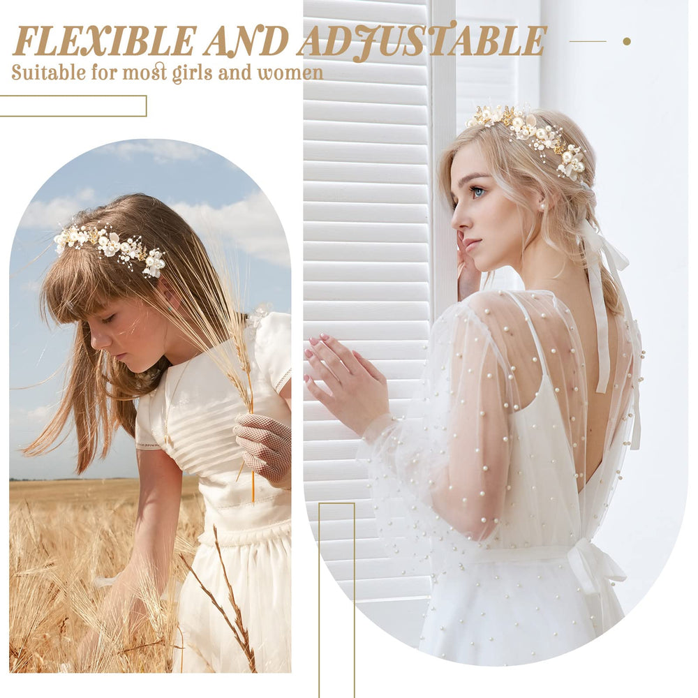 Diadema dorada Retrowavy con cristales brillantes para eventos.
