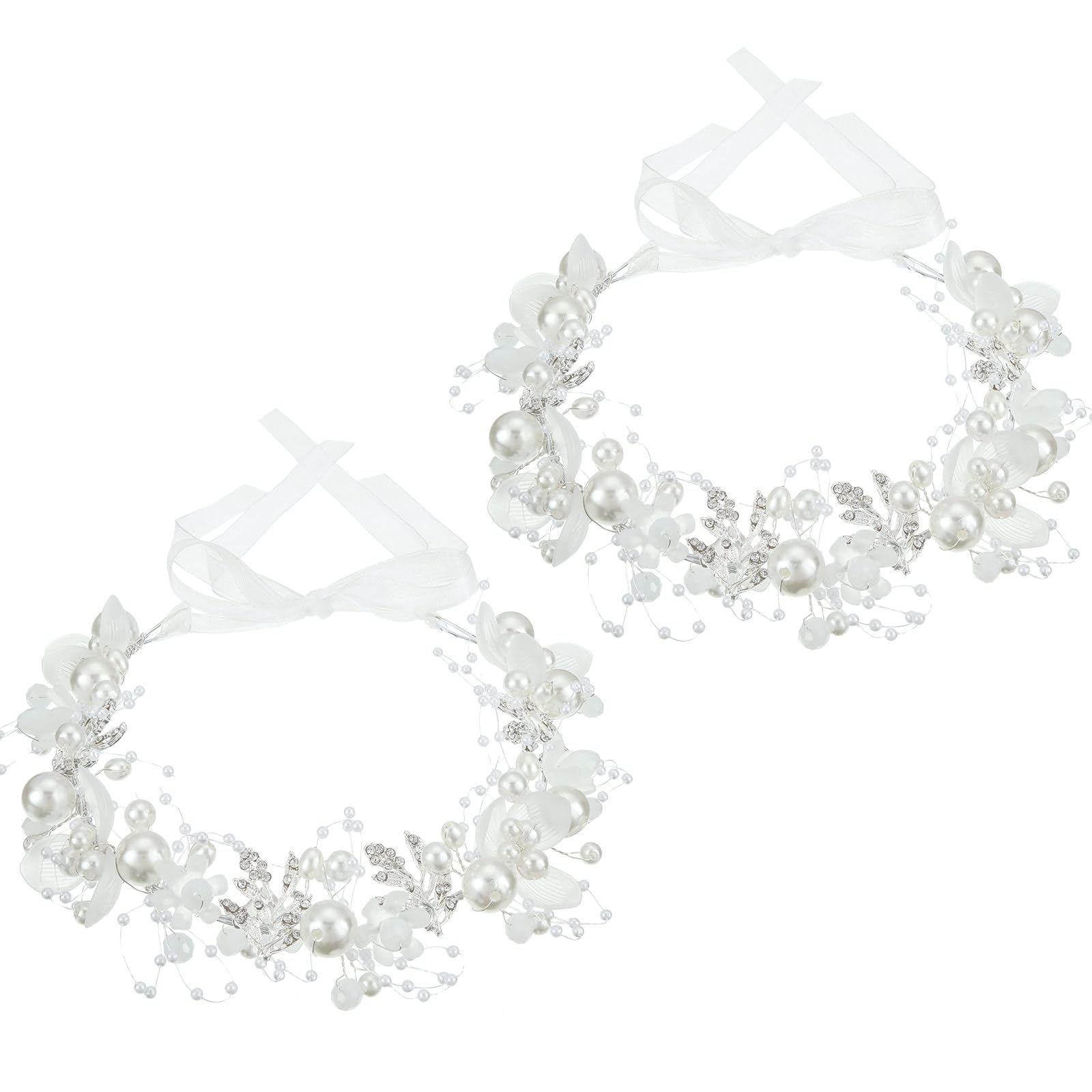 Retrowavy diadema floral con perlas y cristales, ideal para bodas.