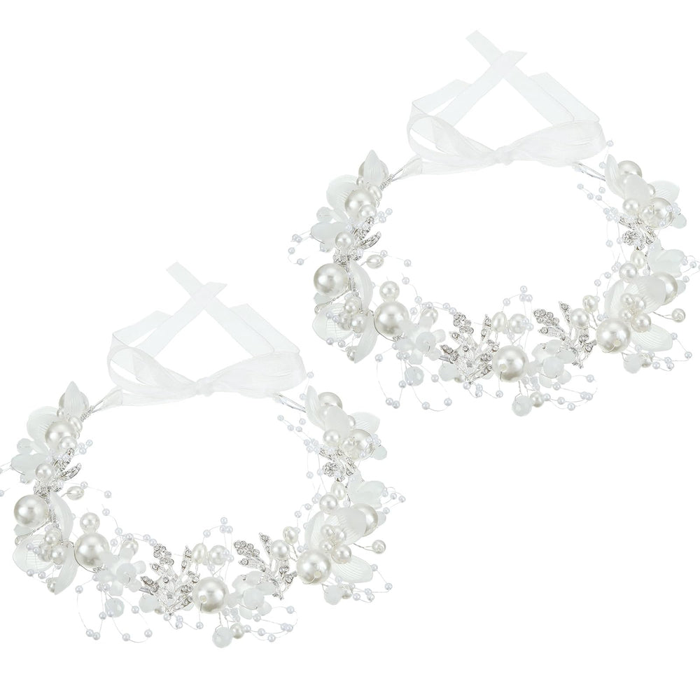 Retrowavy diadema floral con perlas y cristales, ideal para bodas.