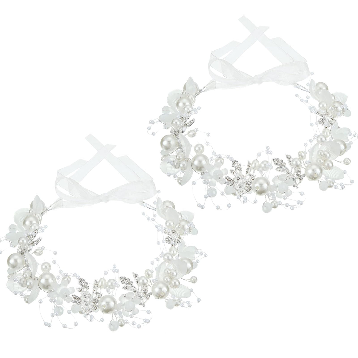 Retrowavy diadema floral con perlas y cristales, ideal para bodas.