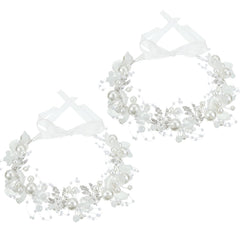 Retrowavy diadema floral con perlas y cristales, ideal para bodas.