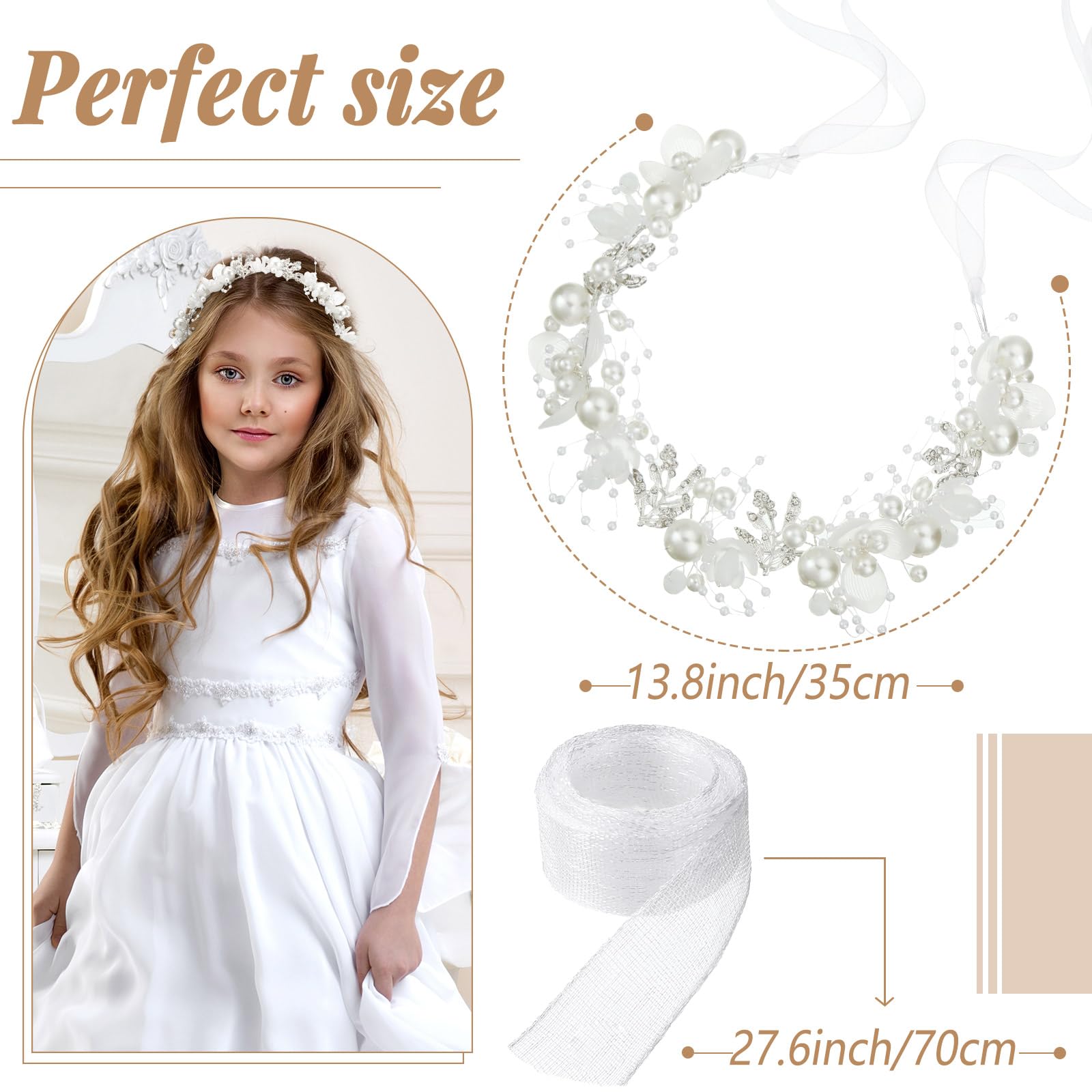 Diadema Retrowavy para niña en boda, añade elegancia.
