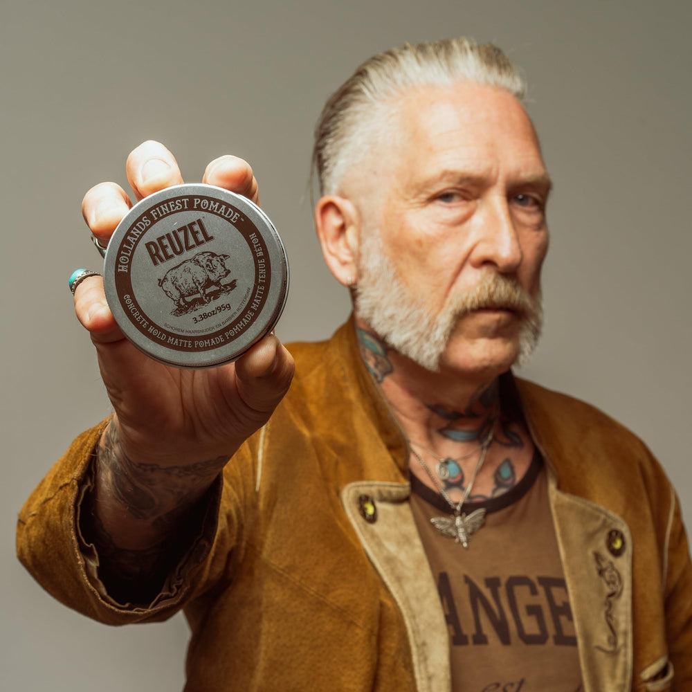 REUZEL Concrete Matte Pomade works for all hair types and textures.