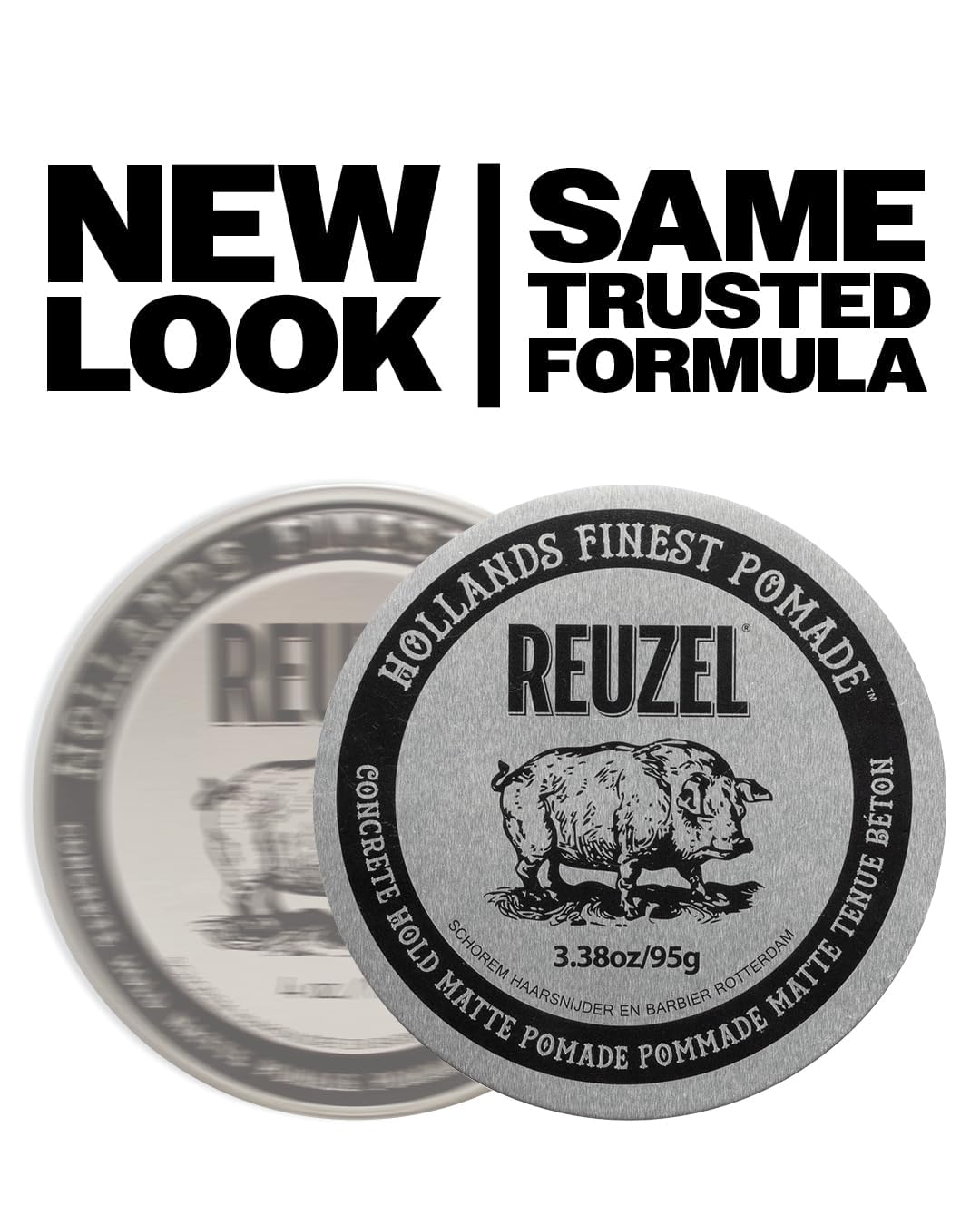 REUZEL Concrete Matte Pomade no-flake formula prevents residue buildup.