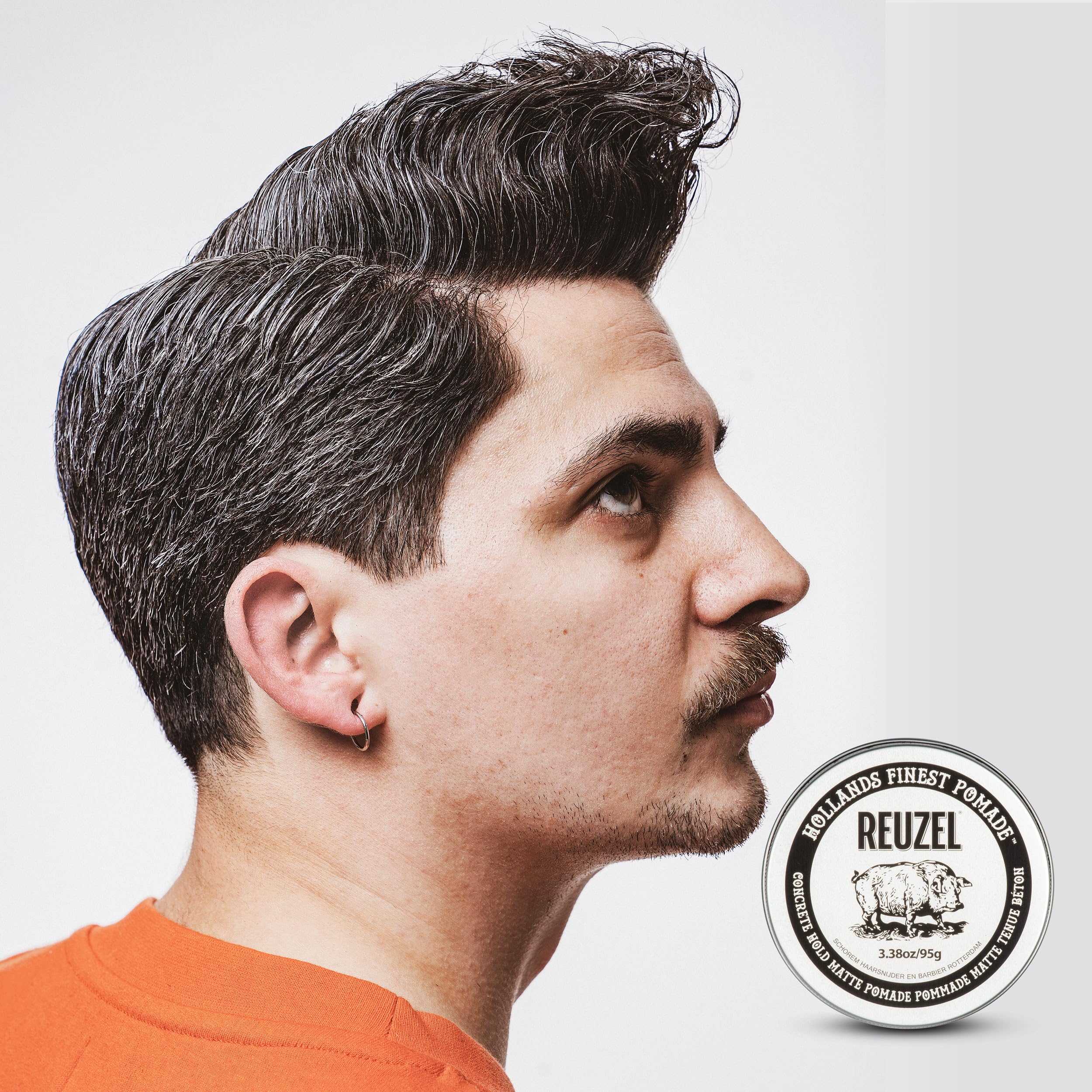REUZEL Concrete Matte Pomade travel-friendly pack for on-the-go grooming.