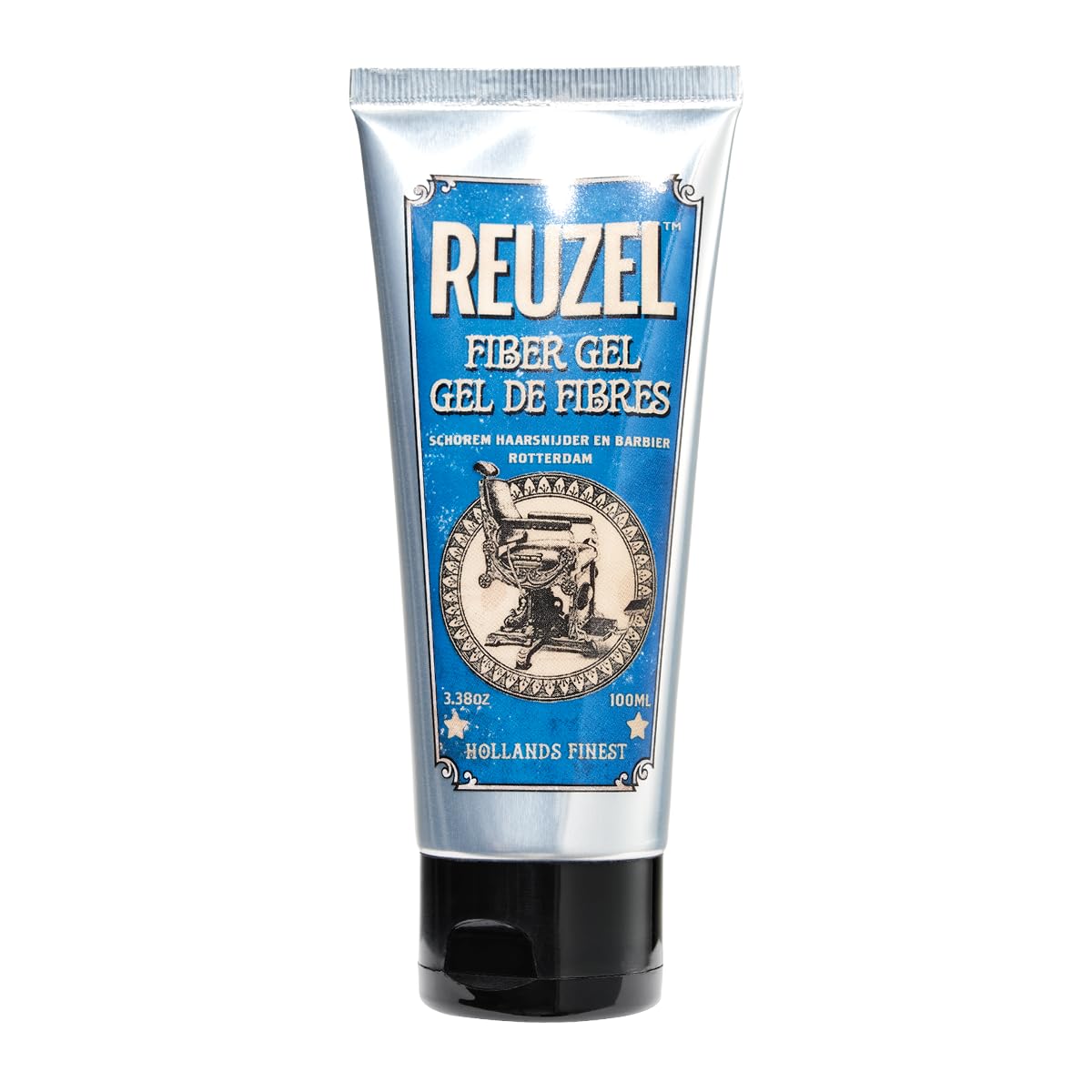 REUZEL Fiber Gel: botella frontal, fijación firme y aspecto natural.