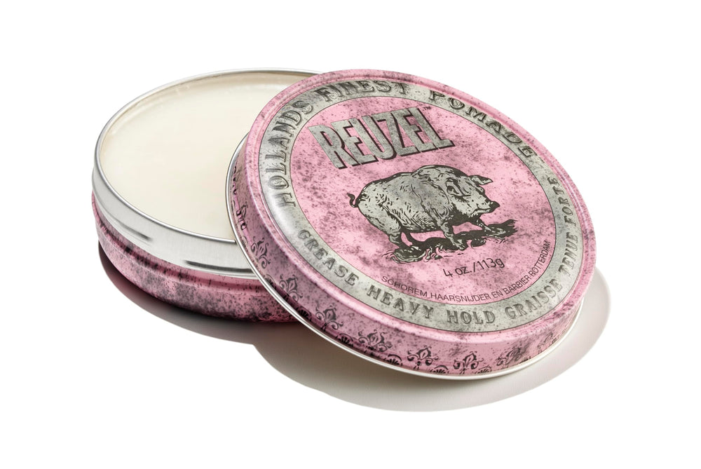 Pomada REUZEL Pink Grease en envase ceramico, estilo duradero.