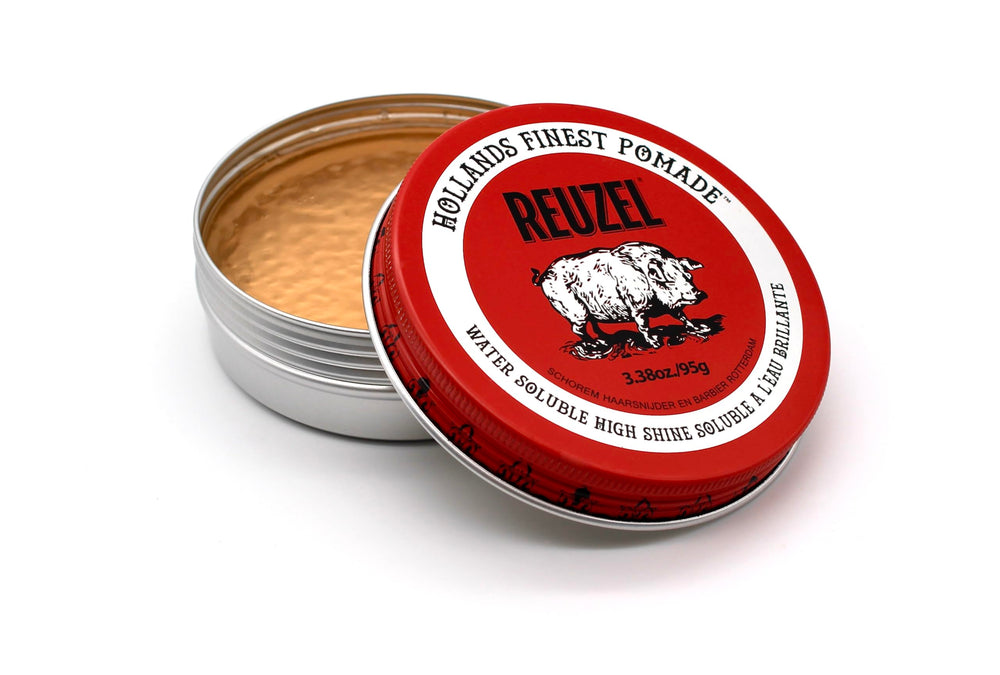 REUZEL Red Pomade hair style showing a polished, sleek look.