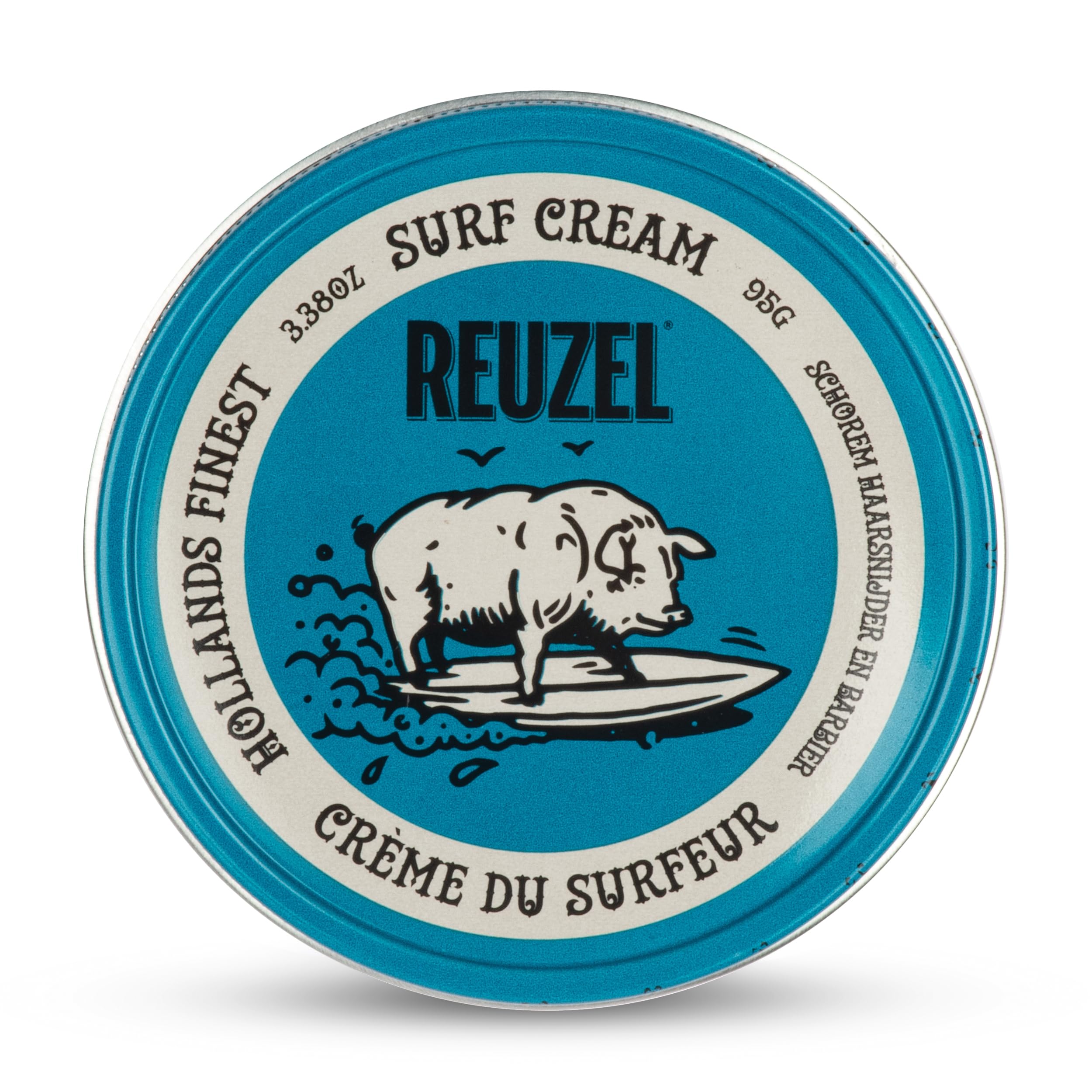 REUZEL Surf Texture Cream bottle close-up showing lightweight hold and matte finish.