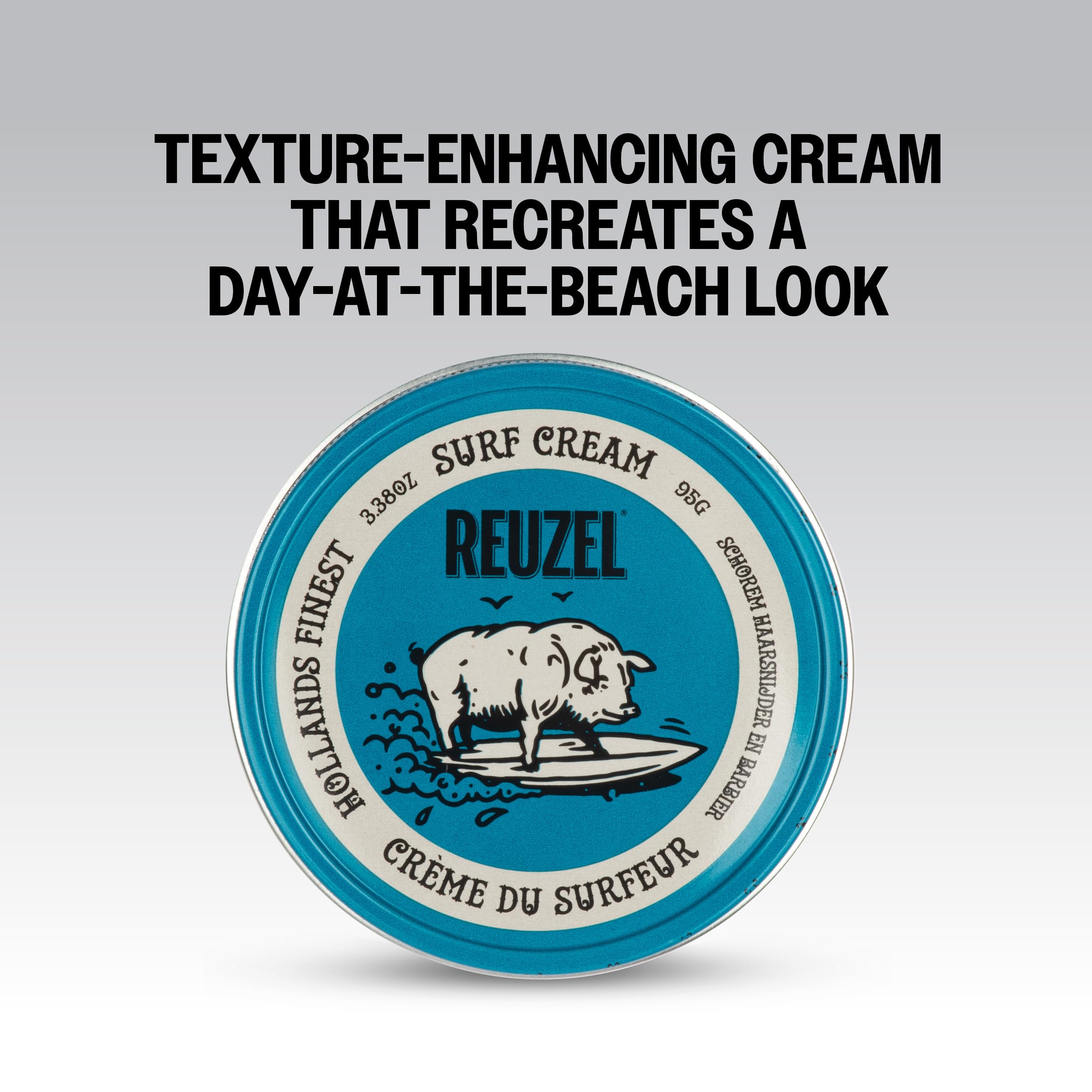 REUZEL Surf Texture Cream applied on dry hair for texture at crown.