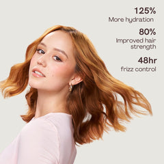 Rev320 320Pure Smoothie Leave-In Conditioner being applied on damp hair for detangling and hydration.